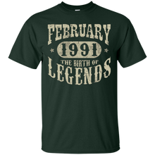 27 years 27th Birthday February 1991 Birth of Legend T-Shirt