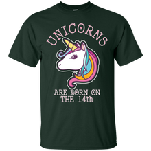 Unicorns Birthday T-Shirt Born On The 14th Unicorn Magical