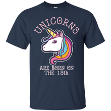 Unicorns Birthday T-Shirt Born On The 15th Unicorn Magical
