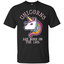 Unicorns Birthday T-Shirt Born On The 14th Unicorn Magical